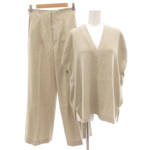 セットアップ カットソー ワイドパンツ F M センタープレス ベージュ /GV