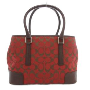 COACH ハンドバッグ シグネチャー キャンバス レザー ロゴ 赤 レッド 6089 /AE