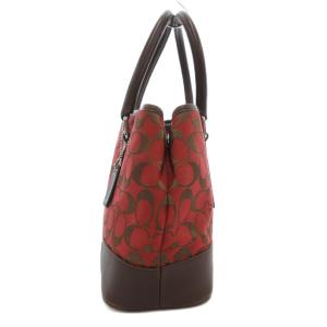 COACH ハンドバッグ シグネチャー キャンバス レザー ロゴ 赤 レッド 6089 /AE