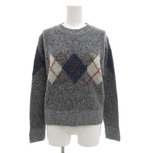 ニット セーター 42 長袖 アーガイル ロゴ ウール グレー /AE