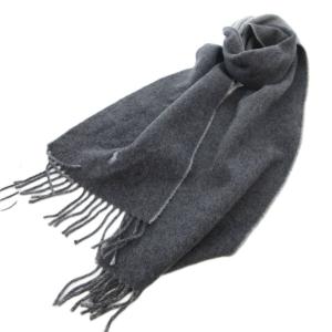 マフラー ストール ホースロゴ 刺繍 グレー フリンジ ロゴ /FF