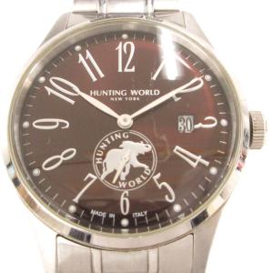 腕時計 HW-012 アナログウォッチ クォーツ デイト カレンダー 文字盤ブラック シルバーカラー /AE