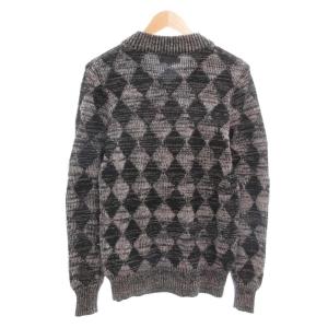 DIESEL BLACK GOLD ニット セーター 長袖 M 総柄 ダイヤ柄 ウール ダークグレー /AE