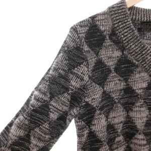 DIESEL BLACK GOLD ニット セーター 長袖 M 総柄 ダイヤ柄 ウール ダークグレー /AE