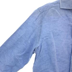 LUIGI BORRELLI LUXURY VINTAGE シャツ 長袖 14.5/37 リネン混 無地 水色 ライトブルー /AE