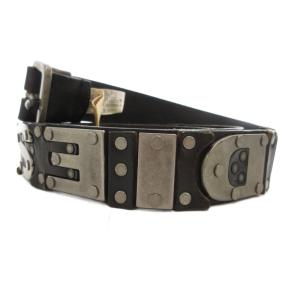 DIESEL レザーベルト 本革 黒 ブラック ロゴスタッズ /GV