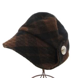 キャスケット チェック ウール ブラウン ブラック