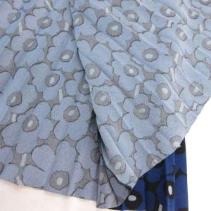 marimekko MYY UNIKKO ウニッコ柄 アコーディオンプリーツ スカート ロング イージーウエスト S 青系