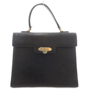 ハンドバッグ 本革 レザー ゴールド金具 黒 ブラック /UO AA