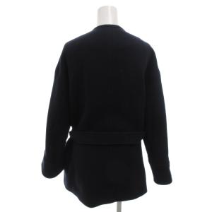 PUBLIC TOKYO ノーカラーコート ショート ベルト付き F 紺 ネイビー /FF