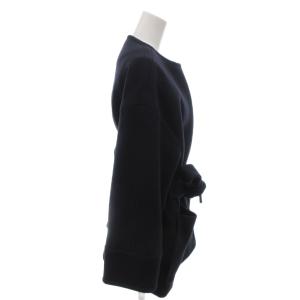 PUBLIC TOKYO ノーカラーコート ショート ベルト付き F 紺 ネイビー /FF