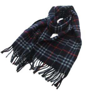 ヴィンテージ マフラー カシミヤ ウール ネイビー