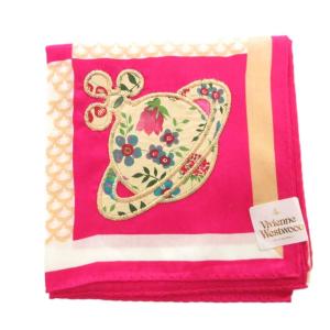 ハンカチ オーブ プリント ピンク ベージュ 刺繍