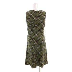 BURBERRY BLUE LABEL 美品 ワンピース 38 ひざ丈 ノースリーブ ノバチェック カーキ /AE