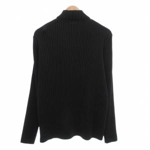 ADOLFO DOMINGUEZ 美品 Tシャツ ハーフジップ 長袖 M プリーツ 黒 ブラック /AE
