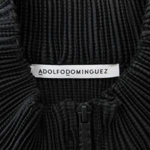 ADOLFO DOMINGUEZ 美品 Tシャツ ハーフジップ 長袖 M プリーツ 黒 ブラック /AE