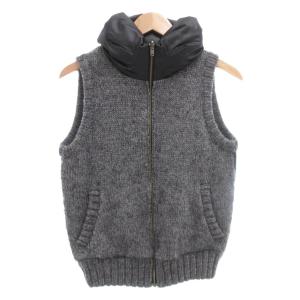 ダウンベスト 38 切替ニット リバーシブル グレー 茶 ブラウン /AE