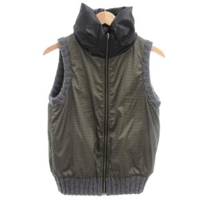 自由区 ダウンベスト 38 切替ニット リバーシブル グレー 茶 ブラウン /AE