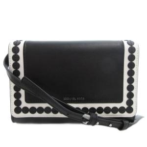 タグ付き Analise レターメッセンジャー ショルダーバッグ レザー 本革 黒 ブラック 白 ホワイト