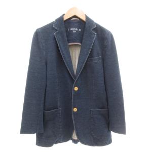 テーラードジャケット 48 背抜き シングル デニム調 ストレッチ ダークインディゴ /AE