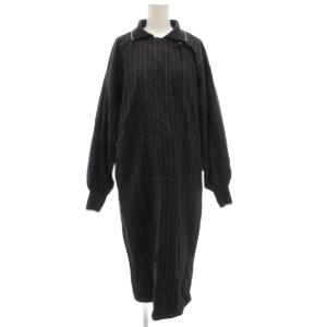 boutique ヴィンテージ ロングワンピース 長袖 ウール イタリア製 42 ストライプ グレー /GV