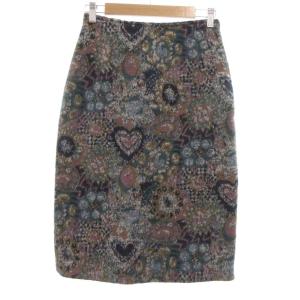ヴィンテージ タイトスカート 総柄 42 ブルー系 マルチカラー /UO