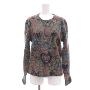 ヴィンテージ ニット セーター モヘア混 長袖 総柄 42 ブルー系 マルチカラー /UO