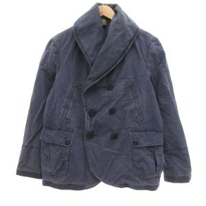 コットン Pコート ピーコート ショールカラー ダブル イカリボタン M ネイビー系 /UO