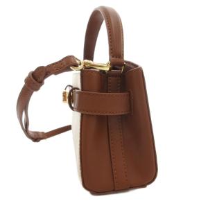 CHARLES & KEITH CHARLES&KEITH チャールズ&キース ミニハンドバッグ ショルダー 2WAY 斜め掛け フェイクレザー キャンバス切替 茶 ブラウン /GV