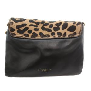 GIANNI CHIARINI ショルダーバッグ ハラコ ヒョウ柄 レオパード柄 黒 ブラック 茶 ブラウン /AE