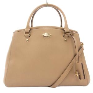 ハンドバッグ ショルダー 2WAY ロゴ レザー 本革 ベージュ F34835 /AE