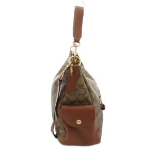 COACH ペニー 2WAY ショルダーバッグ トート シグネチャー キャンバス ペブル レザー 茶 ブラウン ベージュ