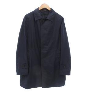 春コート ADS シャンブレーメランジステンカラーコート L ミドル ハーフ丈 フロントフライ 紺 ネイビー