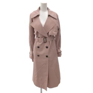 21SS バックレーストレンチコート ひざ丈 36 ピンク ダブルブレスト ベルト付き /FF