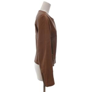 GRACE CONTINENTAL 21SS シングルライダースジャケット 編み込み レザー 38 ブラウン /FF