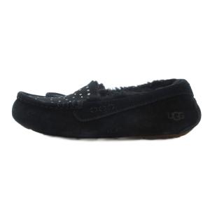 UGG australia ANSLEY STUDDED モカシンシューズ ローファー 24cm ラインストーン 裏ボア 黒 ブラック