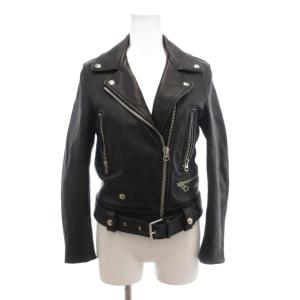 MOCK ダブル ライダース ジャケット 32 ラムレザー ブラック