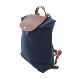 Longchamp LE PLIAGE リュックサック デイパック ロゴ ナイロン レザー 紺 ネイビー 1699089556