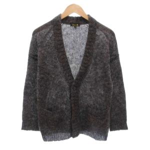 カーディガン 1 ニット 長袖 モヘヤ ウール Vネック ダークグレー /AE