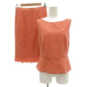 セットアップ ノースリーブブラウス ひざ丈スカート 総レース 38 ピンク /GV