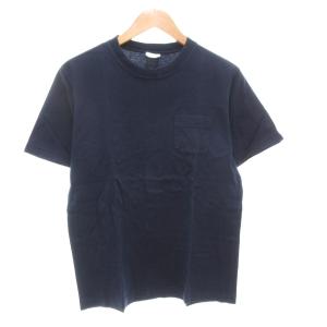 Tシャツ 半袖 M クルーネック ロゴ 紺 ダークネイビー /AE