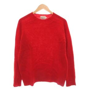 ニット セーター 42 長袖 プルオーバー クルーネック 無地 赤 レッド /AE