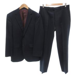 セットアップ スーツ テーラードジャケット 2 パンツ 3 総裏地 シングル ストライプ 黒 ブラック
