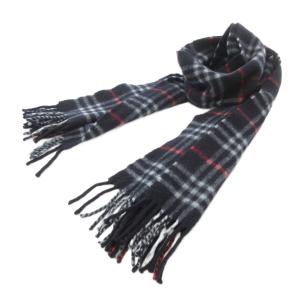 ヴィンテージ マフラー チェック カシミヤ ネイビー