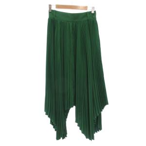 タグ付き 変形プリーツスカート 02 マキシ ロング アシンメトリー 緑 グリーン /AE