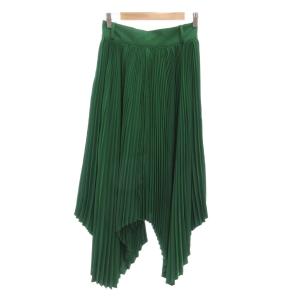 HYKE タグ付き 変形プリーツスカート 02 マキシ ロング アシンメトリー 緑 グリーン /AE