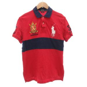 ポロシャツ 半袖 M 鹿の子 サマークラシック ビッグポニー 刺繍 赤 レッド 紺 ネイビー /AE