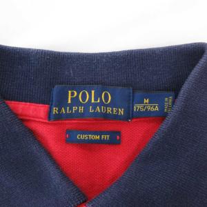 POLO RALPH LAUREN ポロシャツ 半袖 M 鹿の子 サマークラシック ビッグポニー 刺繍 赤 レッド 紺 ネイビー /AE