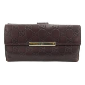 グッチシマ 二つ折り 長財布 Wホック フラップ ロゴ レザー 112715 3661 ボルドー /GV