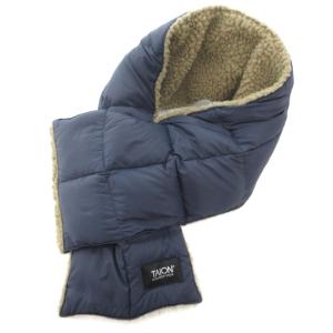 リカーシブル ダウンマフラー ロゴ ボア ナイロン 紺 ネイビー /GV